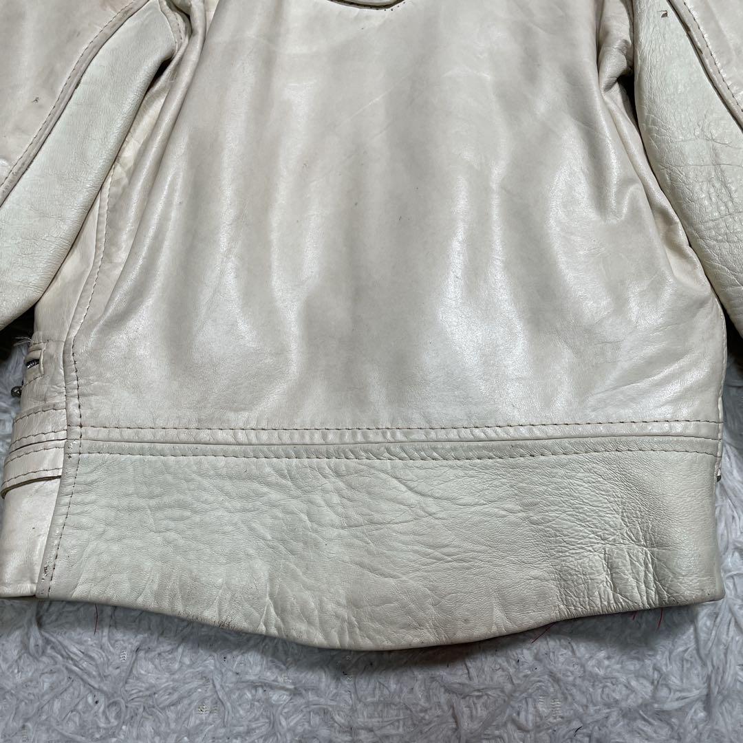 ヴィンテージ　ダブルライダース　カウレザー　ホワイト　イングランド製