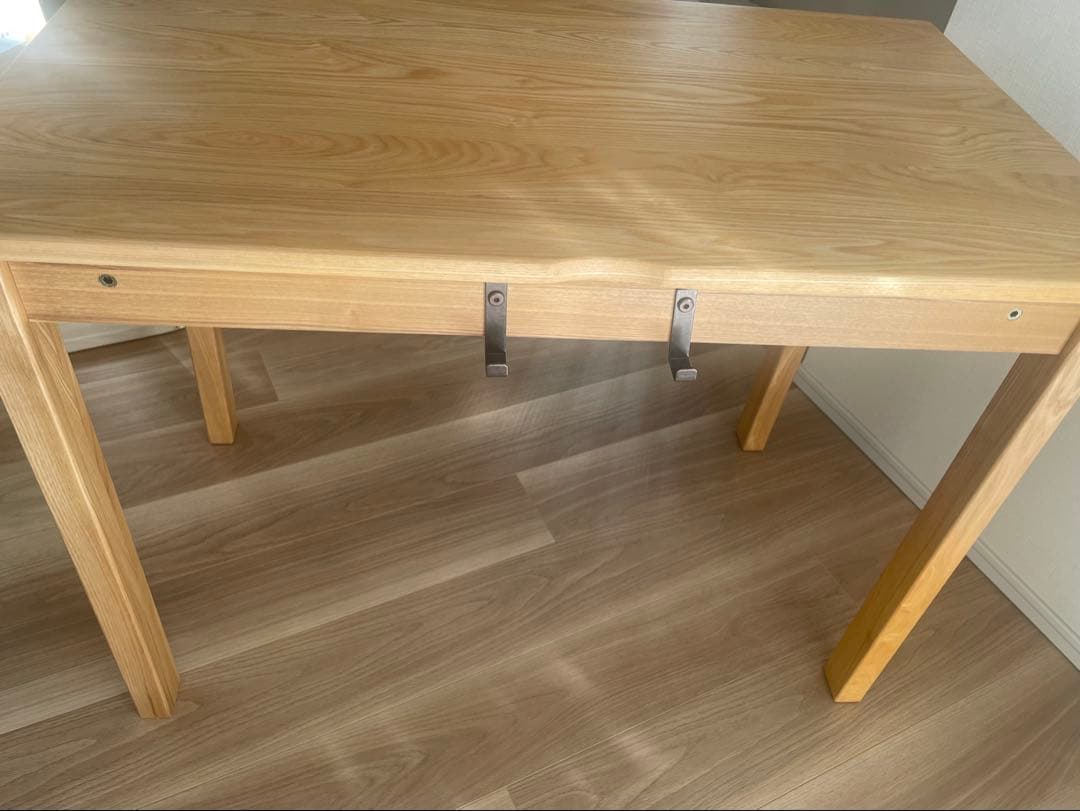 ★美品★タモ天然木無垢 引き出し付きデスク幅95cm
