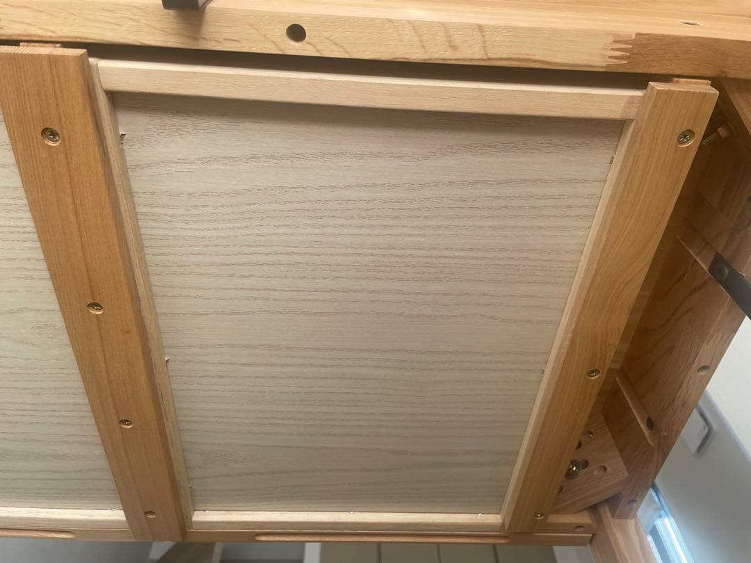 ★美品★タモ天然木無垢 引き出し付きデスク幅95cm