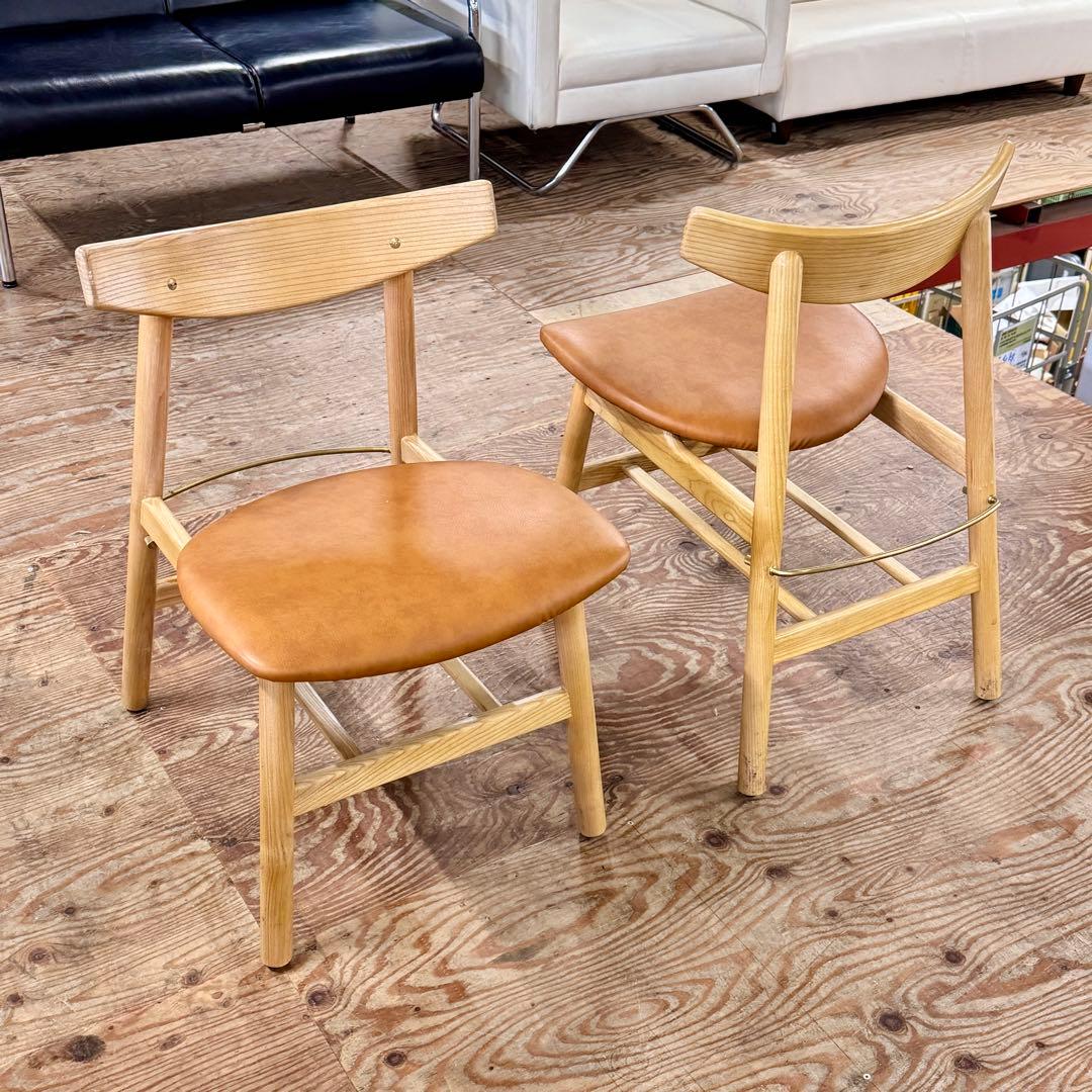 #002 LCC Cafe Chair ブラウン木製ダイニングチェア2脚セット