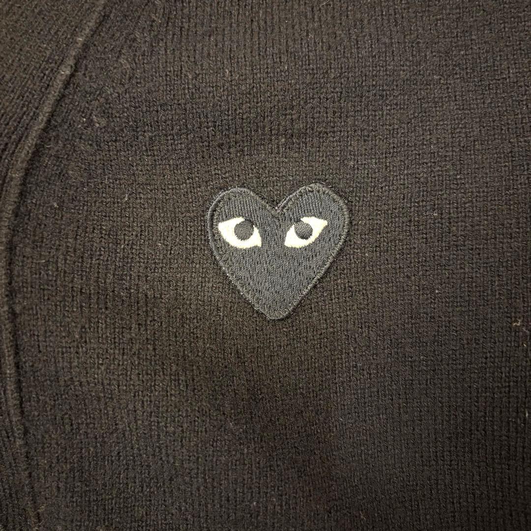 PLAY COMME des GARCONS Vネック カーディガン 黒ハートS