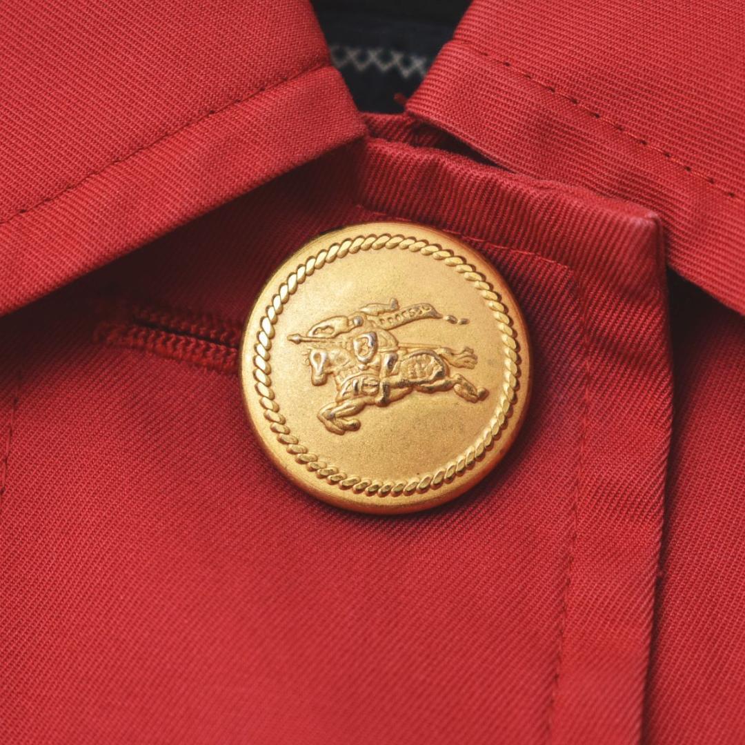 【ノバチェック柄】 90s バーバリー ライナー付き ステンカラーコート 赤 ♪