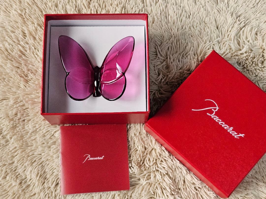 新品 Baccarat ラッキーバタフライ ピオニー PURPLE パピヨン