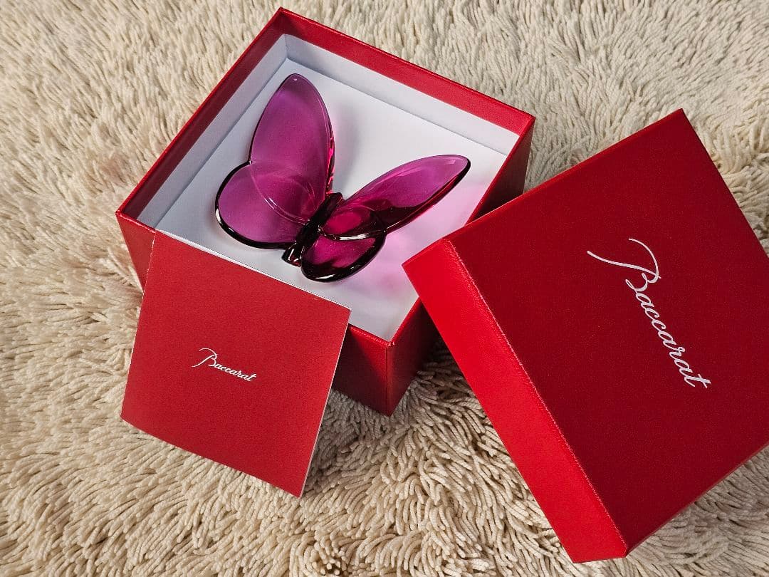 新品 Baccarat ラッキーバタフライ ピオニー PURPLE パピヨン