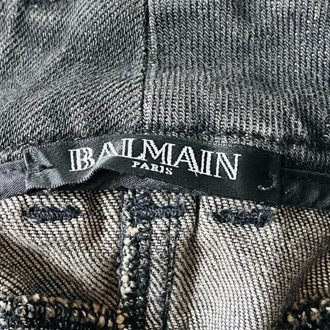 【新品タグ付き✨】バルマン　デニムパンツ　バイカーパンツ　蛇腹　金ボタン　黒