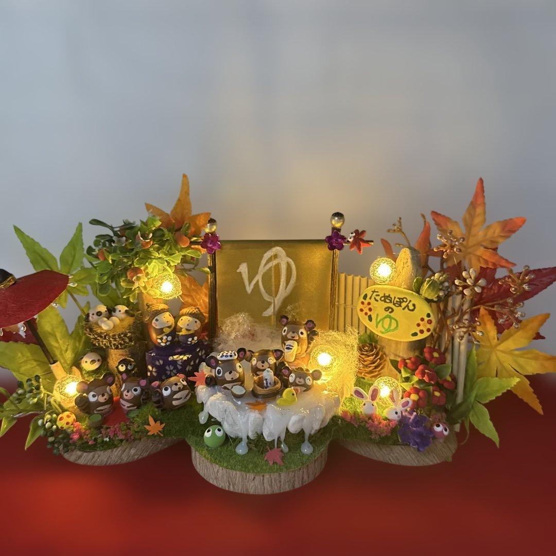 どんぐりアート♡秋深し　温泉入ってほっと一息オブジェ♡