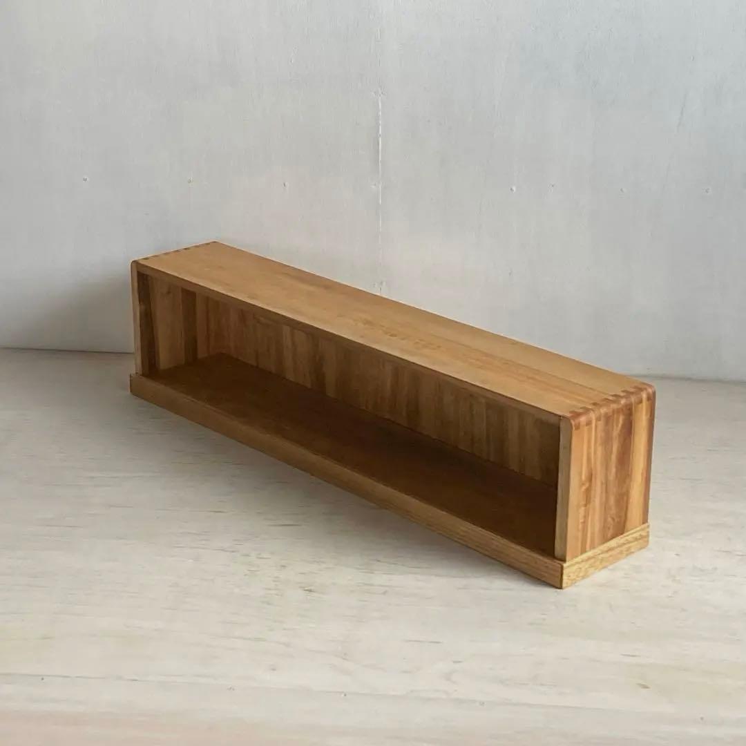 古い木製 横長 オープンラック 展示ケース あられ組み