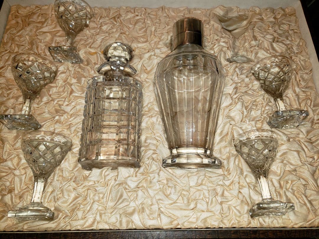 戦前ヴァルサンランベールクリスタル デキャンタ シェイカー カクテルグラスセット