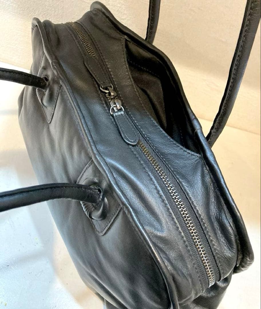 【美品】ear PAPILLONNER エンボスボストンバッグ Lサイズ　黒