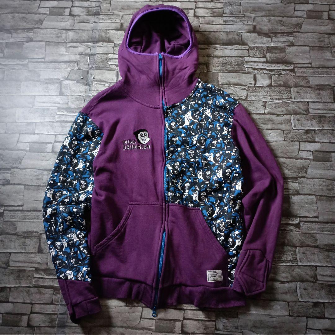 ここまでやる？☆パンクドランカーズ忍者パーカー 切替忍者柄 刺繍 忍者フード