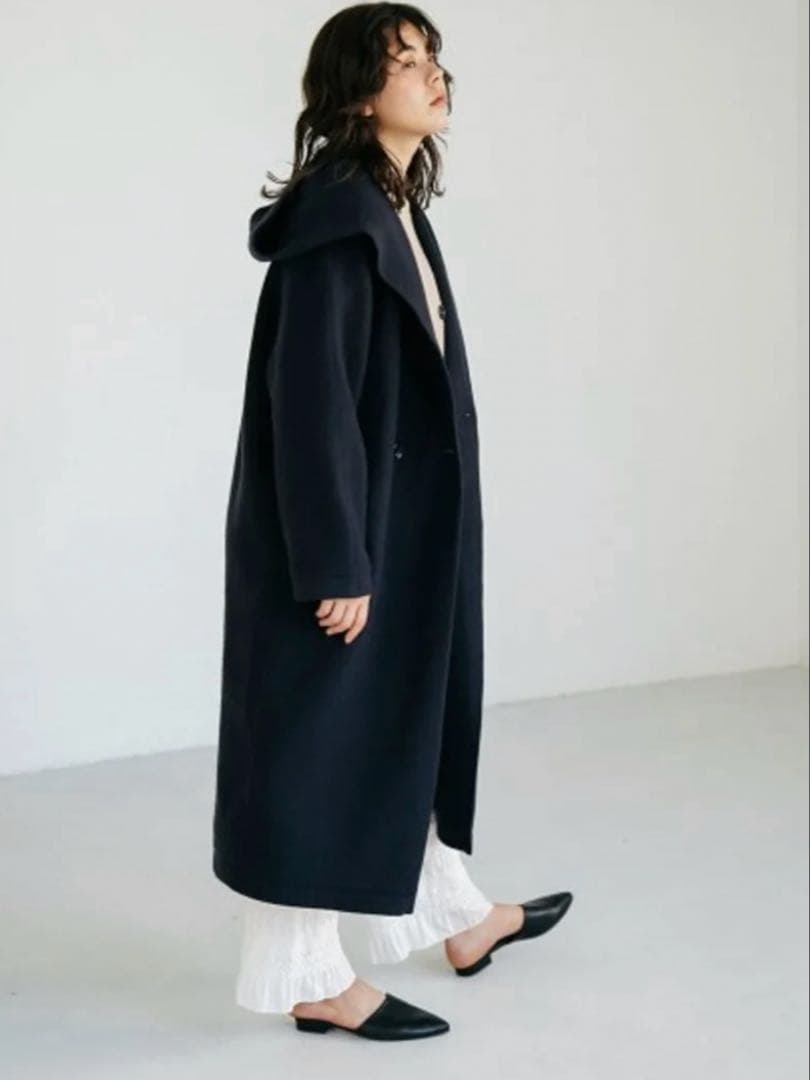 GREEDinternational フードロングコート ベージュ