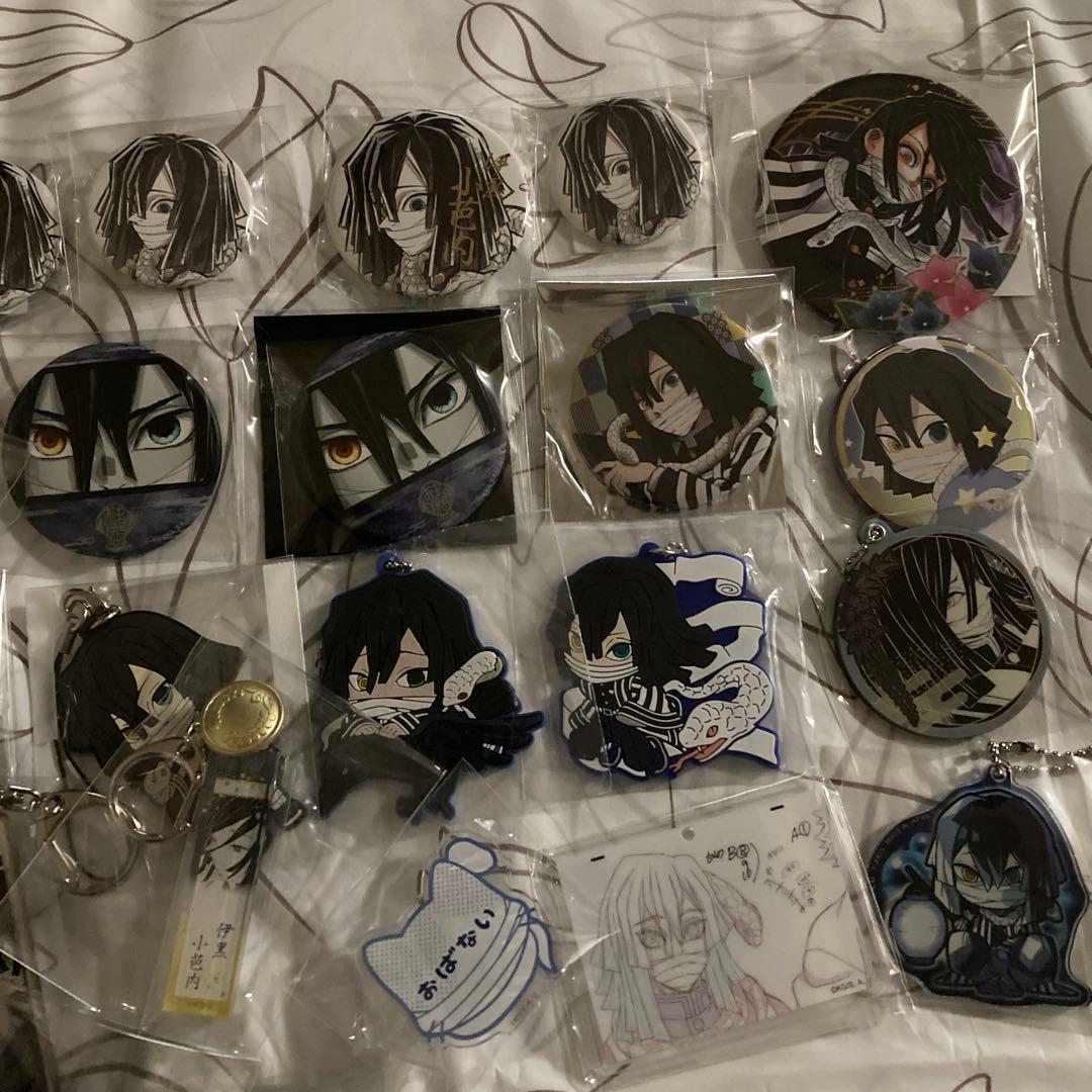 鬼滅の刃 伊黒小芭内 ラバスト ストラップ キーホルダー きゃらドリ 缶バッジ