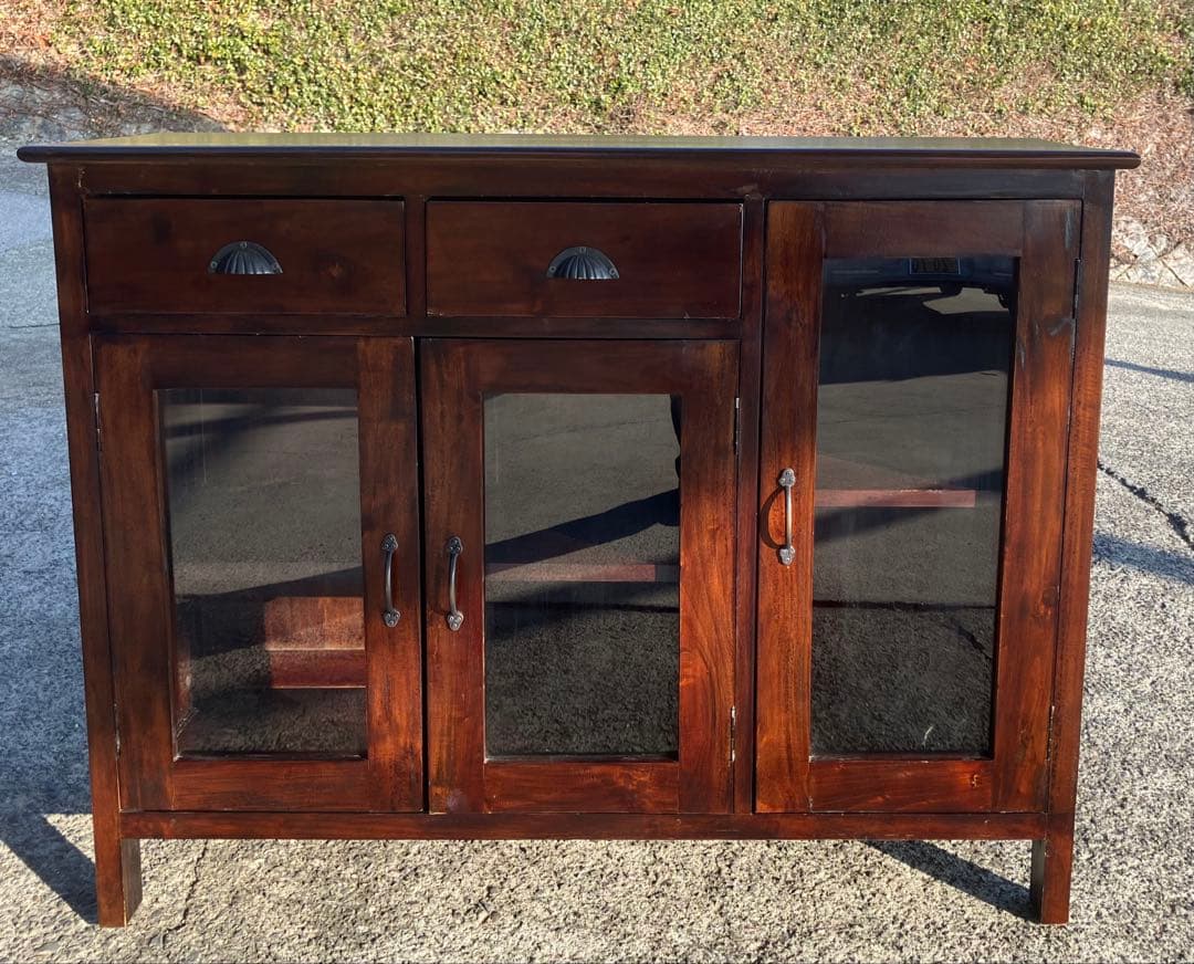 アンティーク調 コロニアル ローキャビネット マホガニー 110cm幅