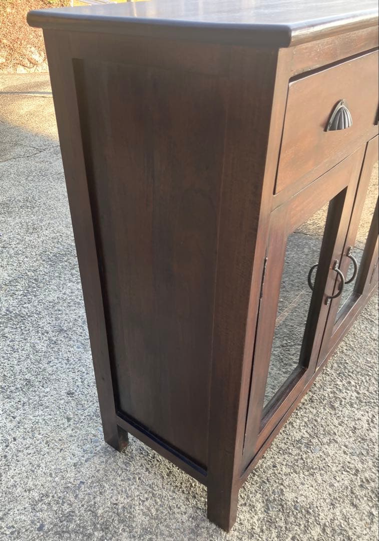 アンティーク調 コロニアル ローキャビネット マホガニー 110cm幅