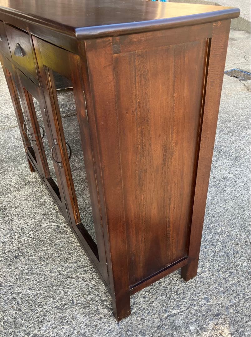 アンティーク調 コロニアル ローキャビネット マホガニー 110cm幅