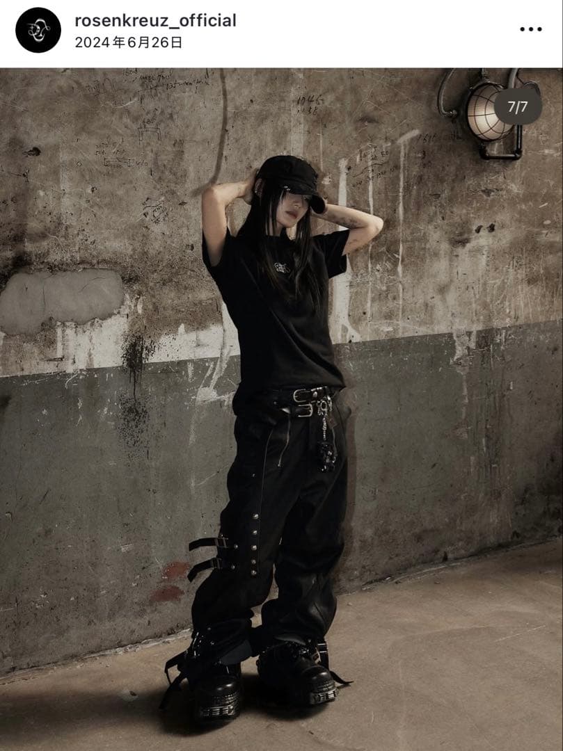 Rosen kreuz サイドベルトビッグワイドパンツ