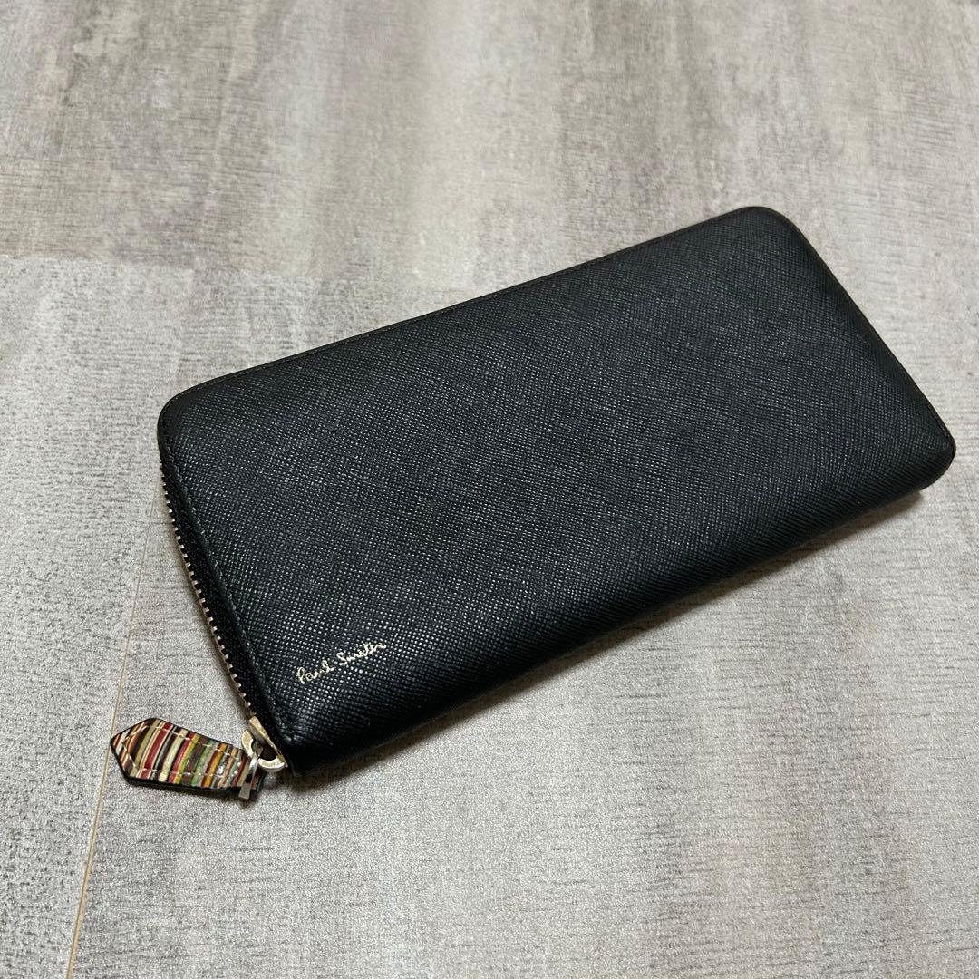 【美品✨超人気/マルチカラー】ポールスミス　ラウンドジップ　ブラック　長財布