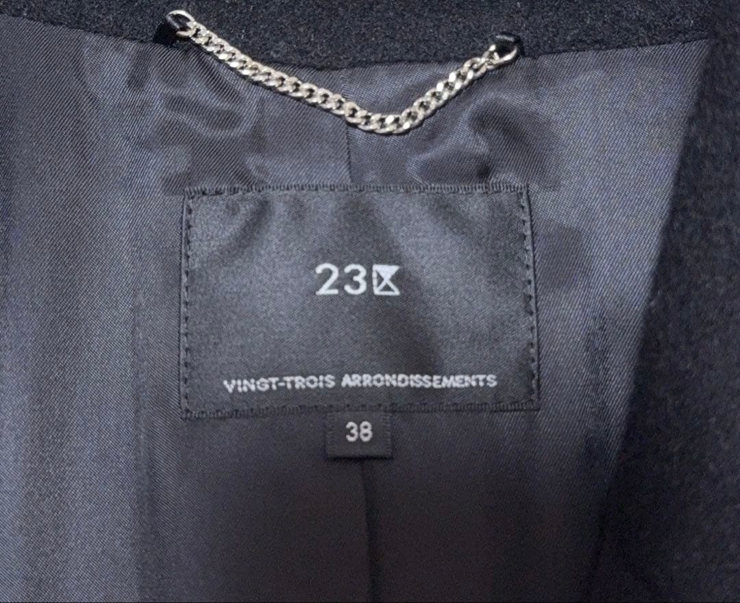 【美品】23区 ウールアンゴラビーバーショートコート チェスターコート 38 黒