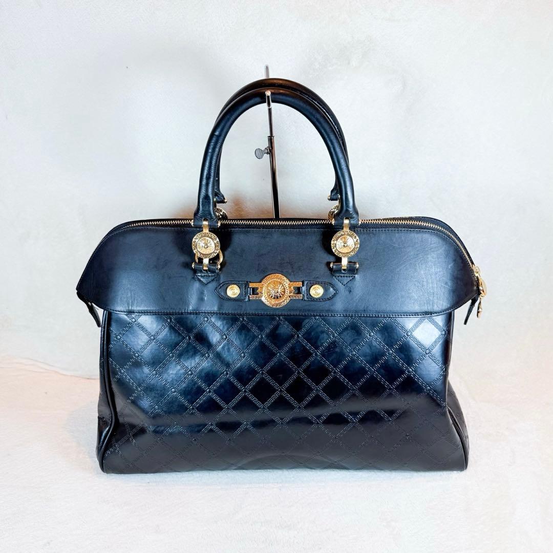 VERSACE ヴェルサーチ ボストンバッグ サンバースト レザー　黒