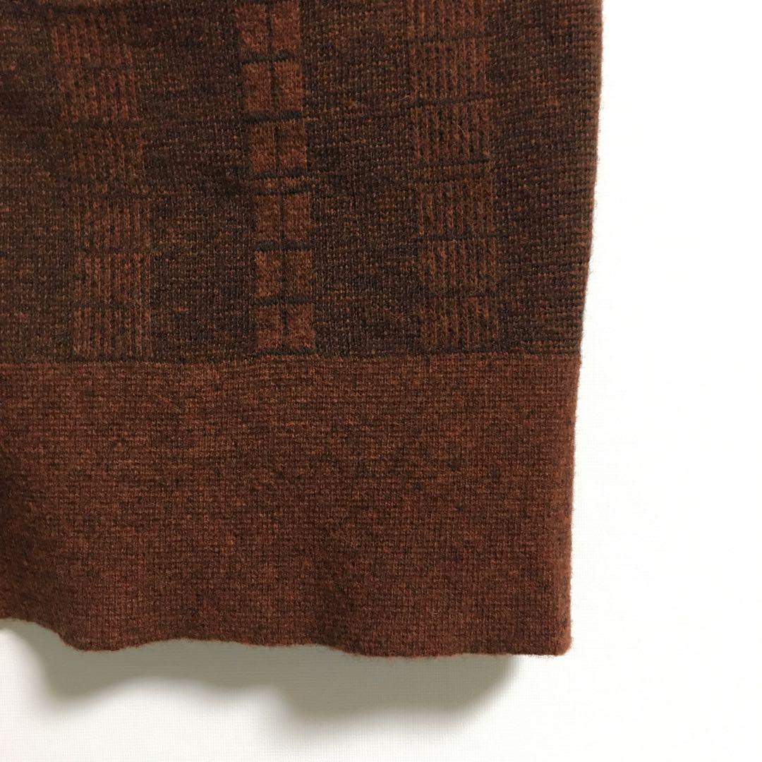 デッドストック 日本製 ニットカーディガン メンズ レトロボタン 深みのある茶色