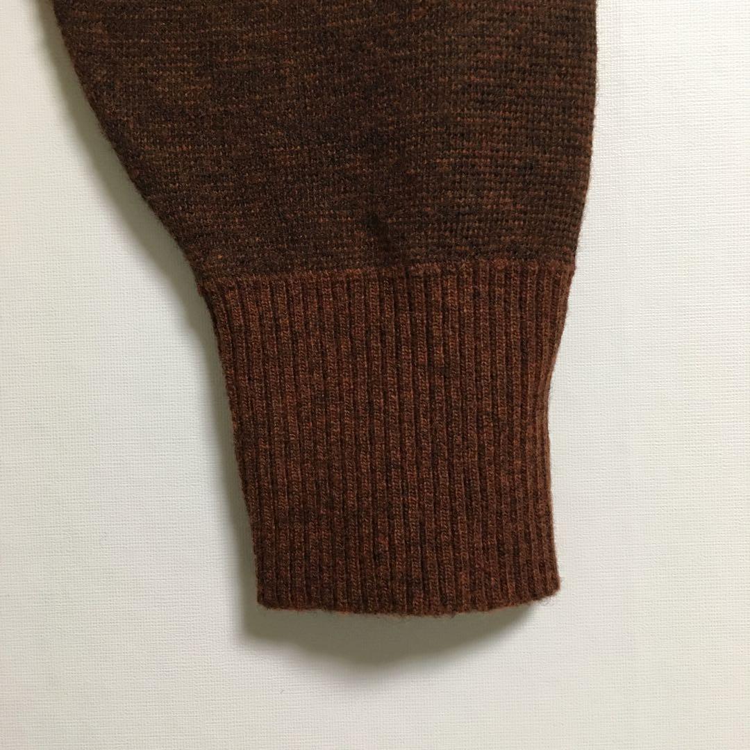 デッドストック 日本製 ニットカーディガン メンズ レトロボタン 深みのある茶色