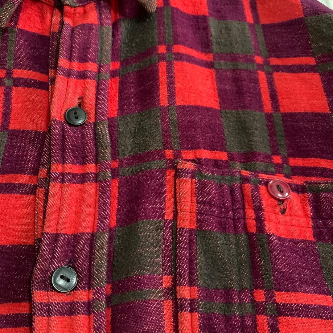 champion マチ付き　ネルシャツ　XL 80s