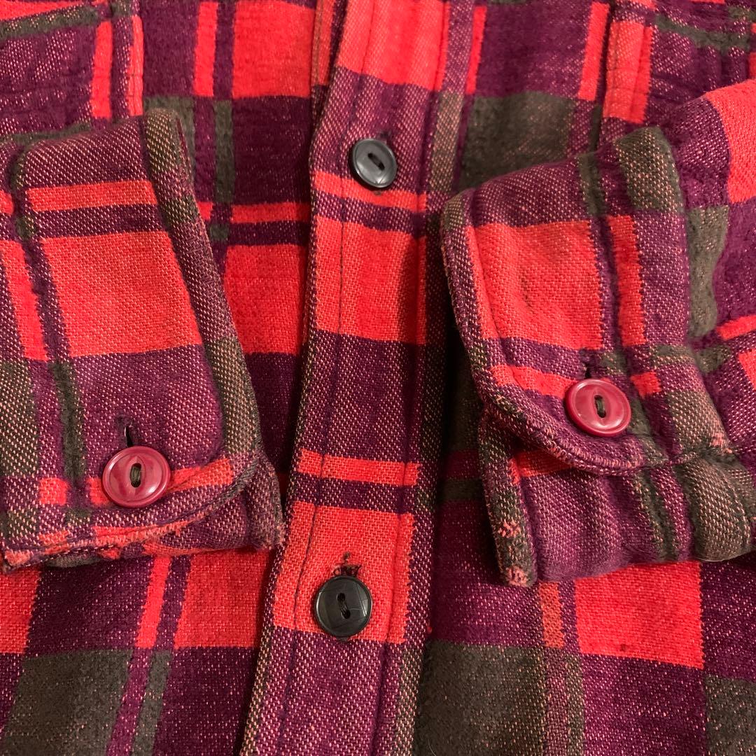 champion マチ付き　ネルシャツ　XL 80s