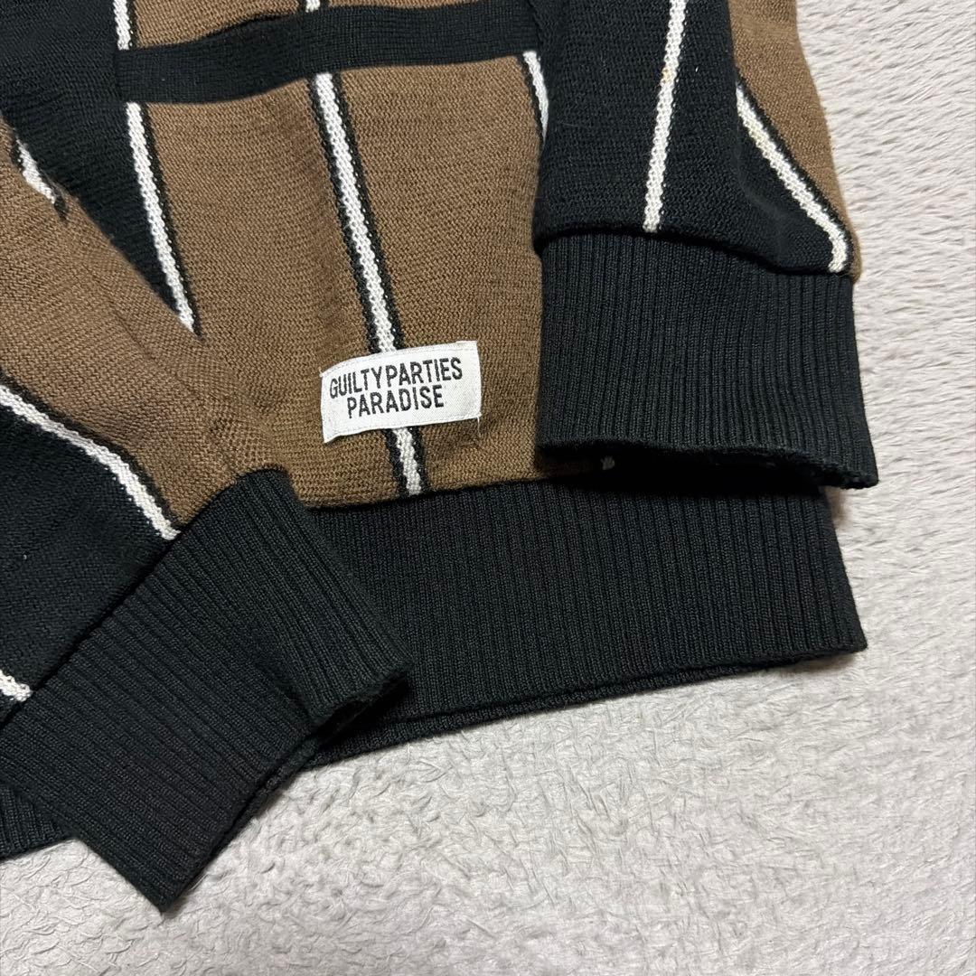 23ss WACKO MARIA ストライプ　ニット　カーディガン　M ブラウン