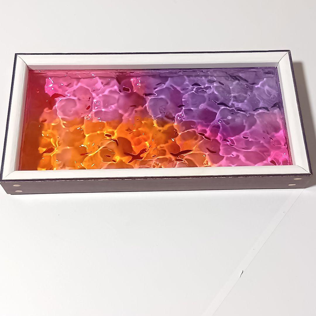 【1206】オーシャンアート　ウッドレジン　トレー（大）波紋　　インテリア　雑貨