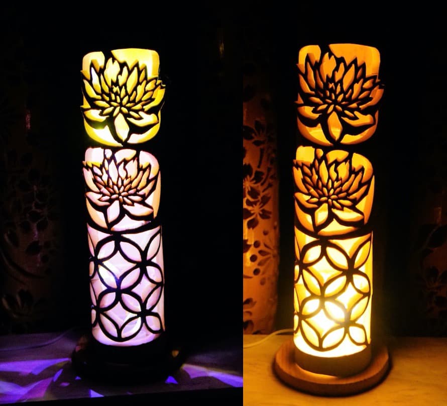 竹ランプ　〜〜蓮の影〜〜その日の気分で２つの美しさが楽しめる