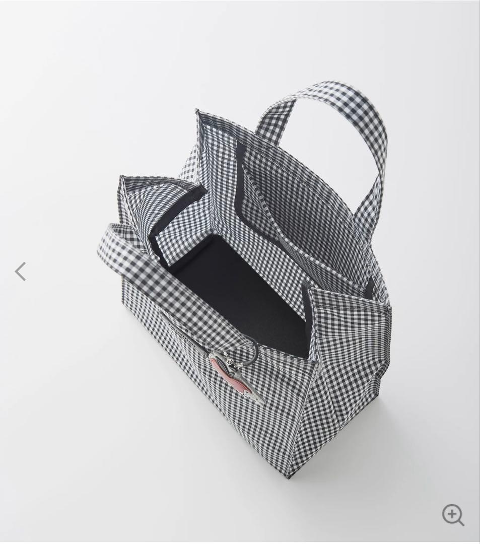 新品未開封　familiar ギンガムチェック　モノクロ　トートバッグ