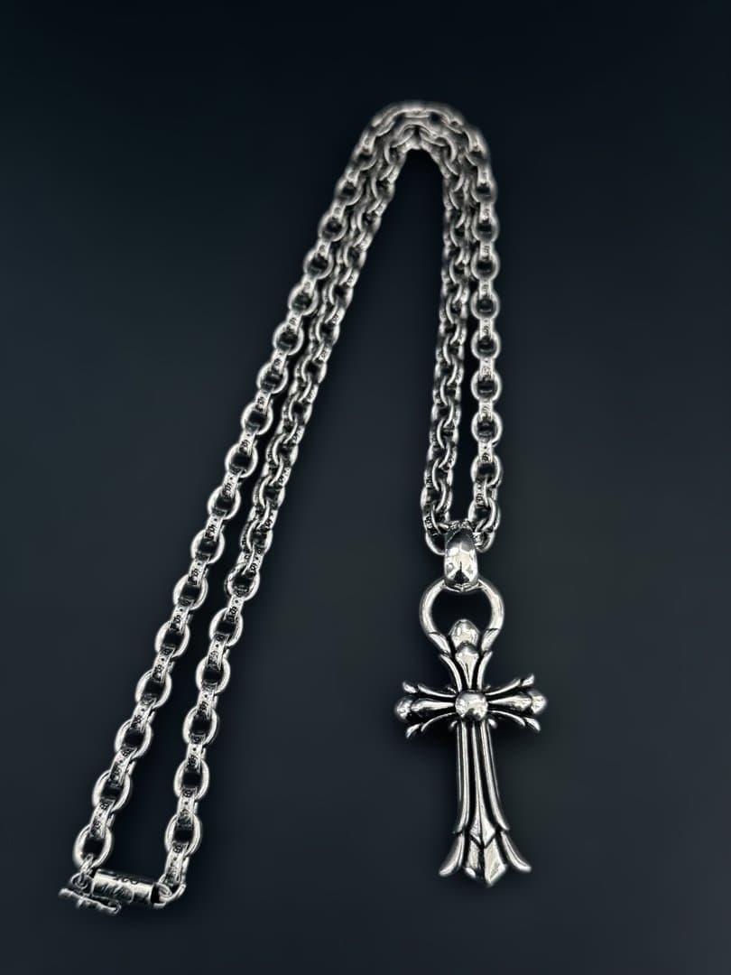 ネックレス ペーパーチェーン ダブルクロス シルバー アクセサリー