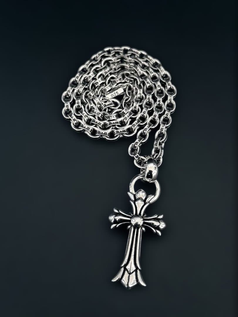 ネックレス ペーパーチェーン ダブルクロス シルバー アクセサリー