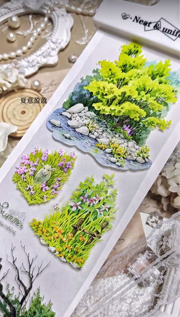 【8573】海外　マステ　5m巻売り　PETマスキングテープ　夏景色