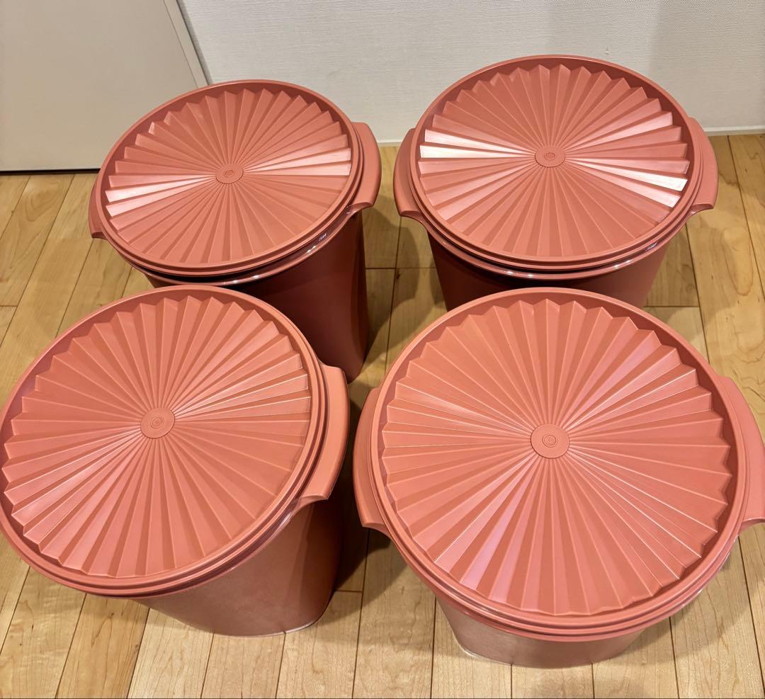 タッパーウェア　マキシクイーンデコレーター　サーモンピンク　大サイズ　4個セット