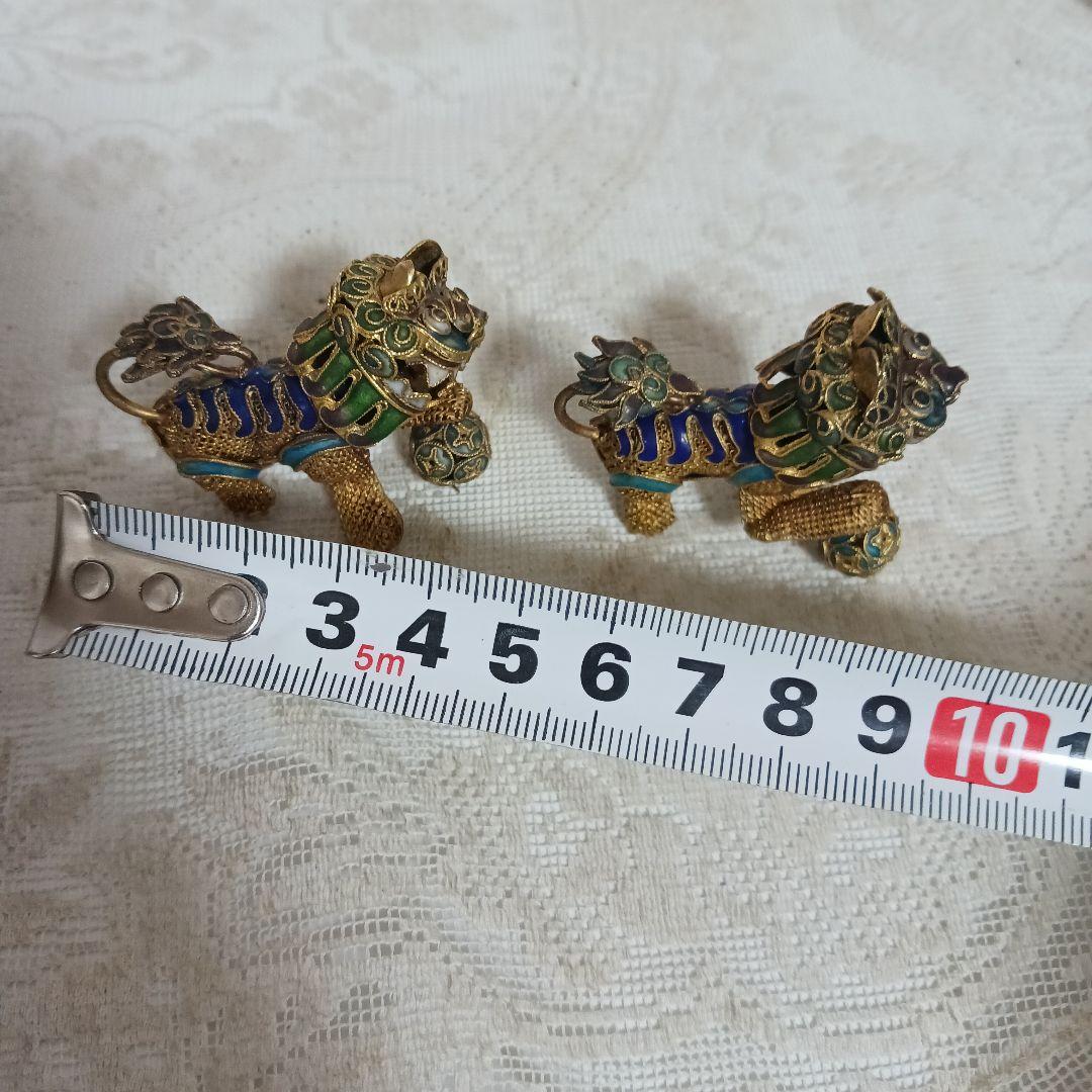 玉乗り獅子 七宝 置物