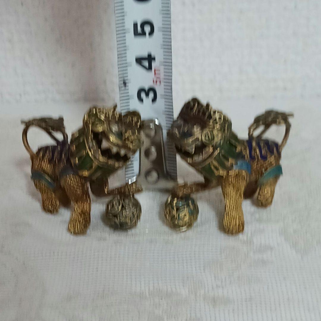 玉乗り獅子 七宝 置物