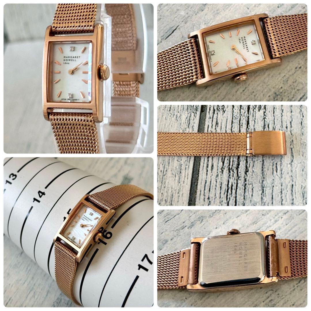 【希少.】MARGARET HOWELL 腕時計 スクエア ピンクゴールド 2P