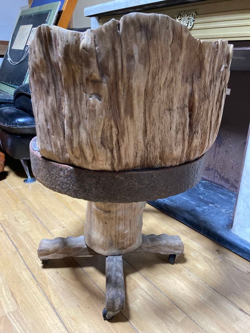 車輪型 椅子 チェア 木製 No.2