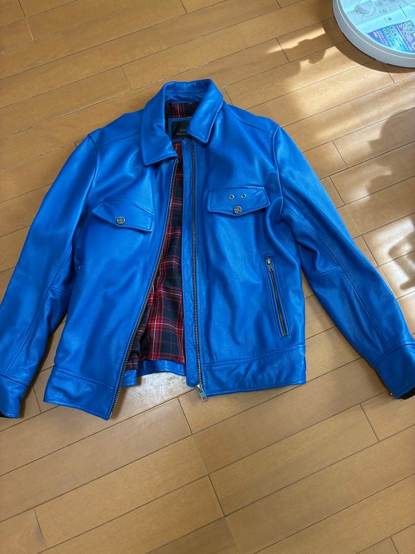 青 レザージャケット シングルライダース