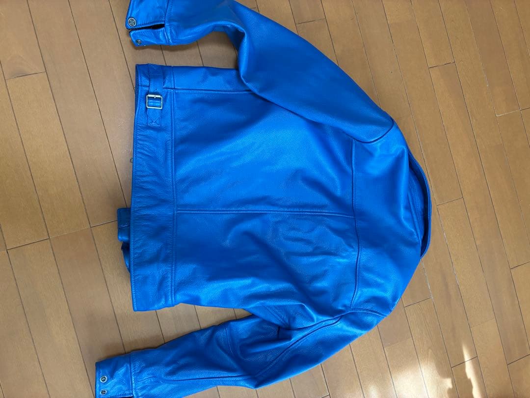 青 レザージャケット シングルライダース