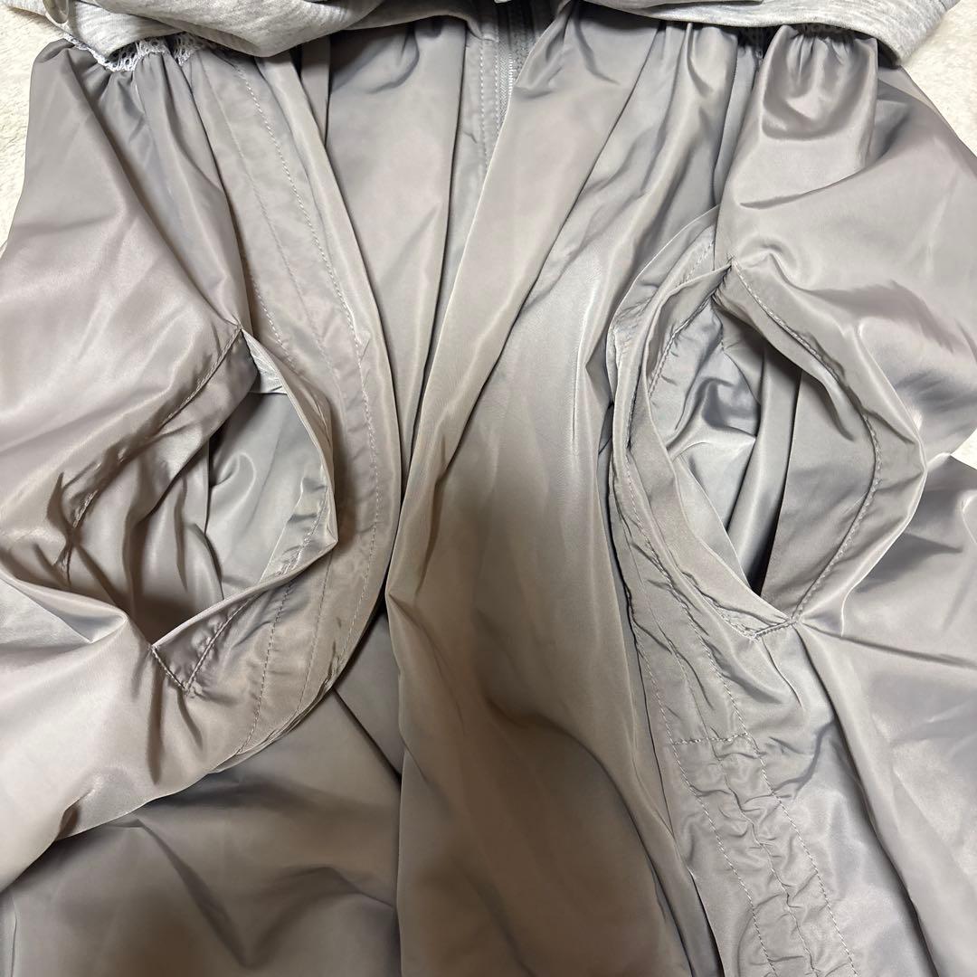 リズレー　ナイロン　ロングワンピース　グレー　フード付き　ドローコード