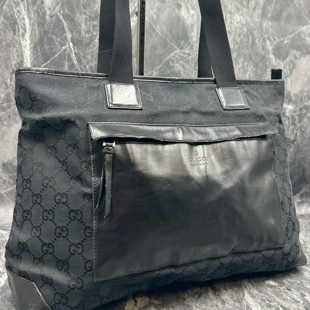 GUCCI GGキャンバス トートバッグ ブラック A4◎