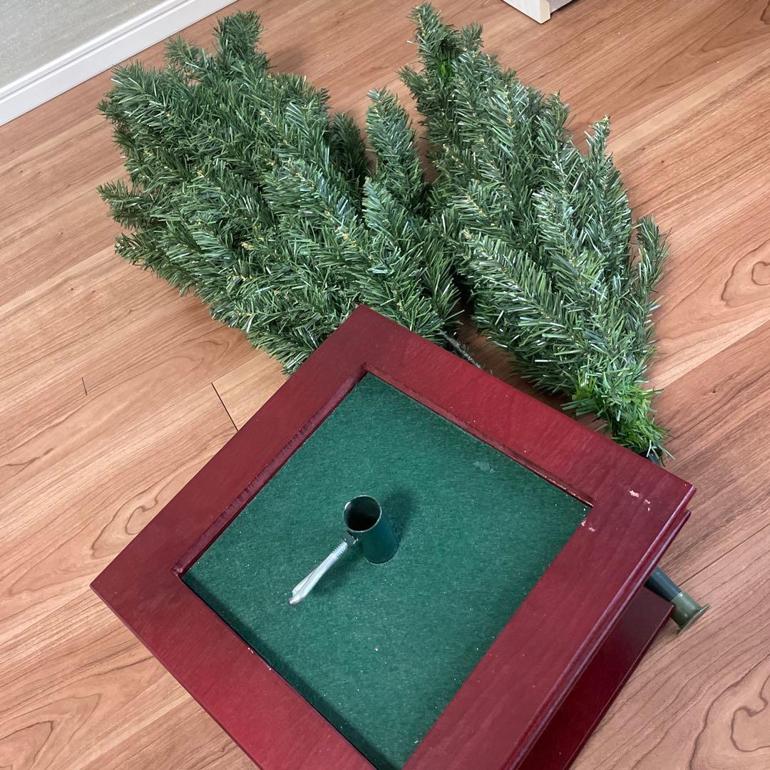 ウッドベーススリムツリーセット150cm 木製ポットツリー LED