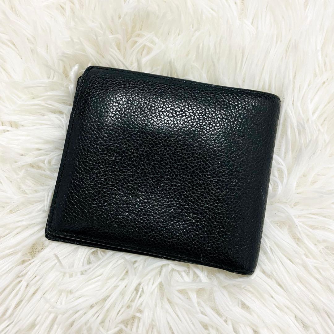 極美✨PRADA 二つ折り財布 ご銭入れ カード入れ 三角ロゴ レザー 黒