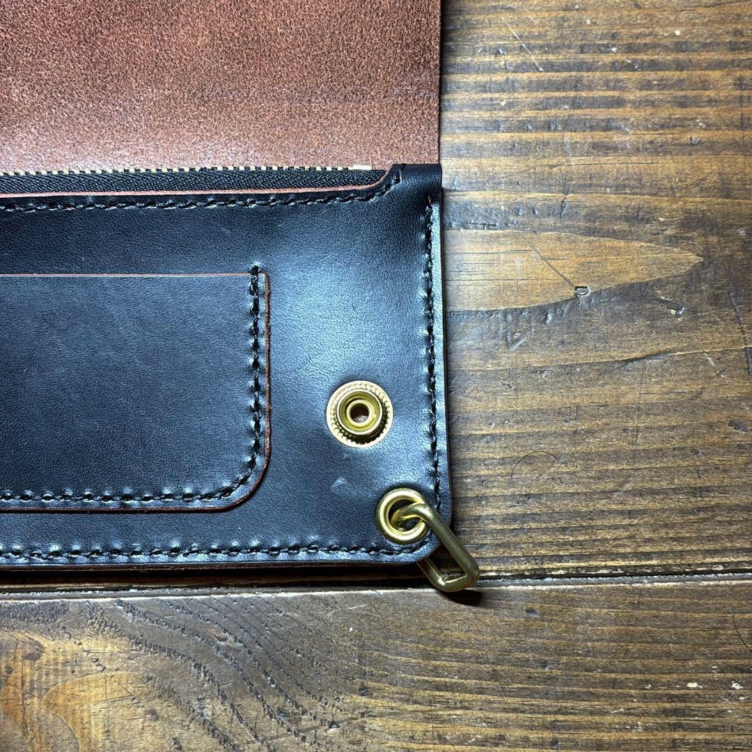 一点物 茶芯レザー トラッカーウォレット＆チェーン