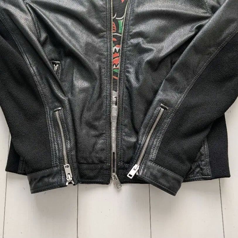 【希少】DIESEL パンチングレーザージャケット 羊革 M 黒 虎裏地