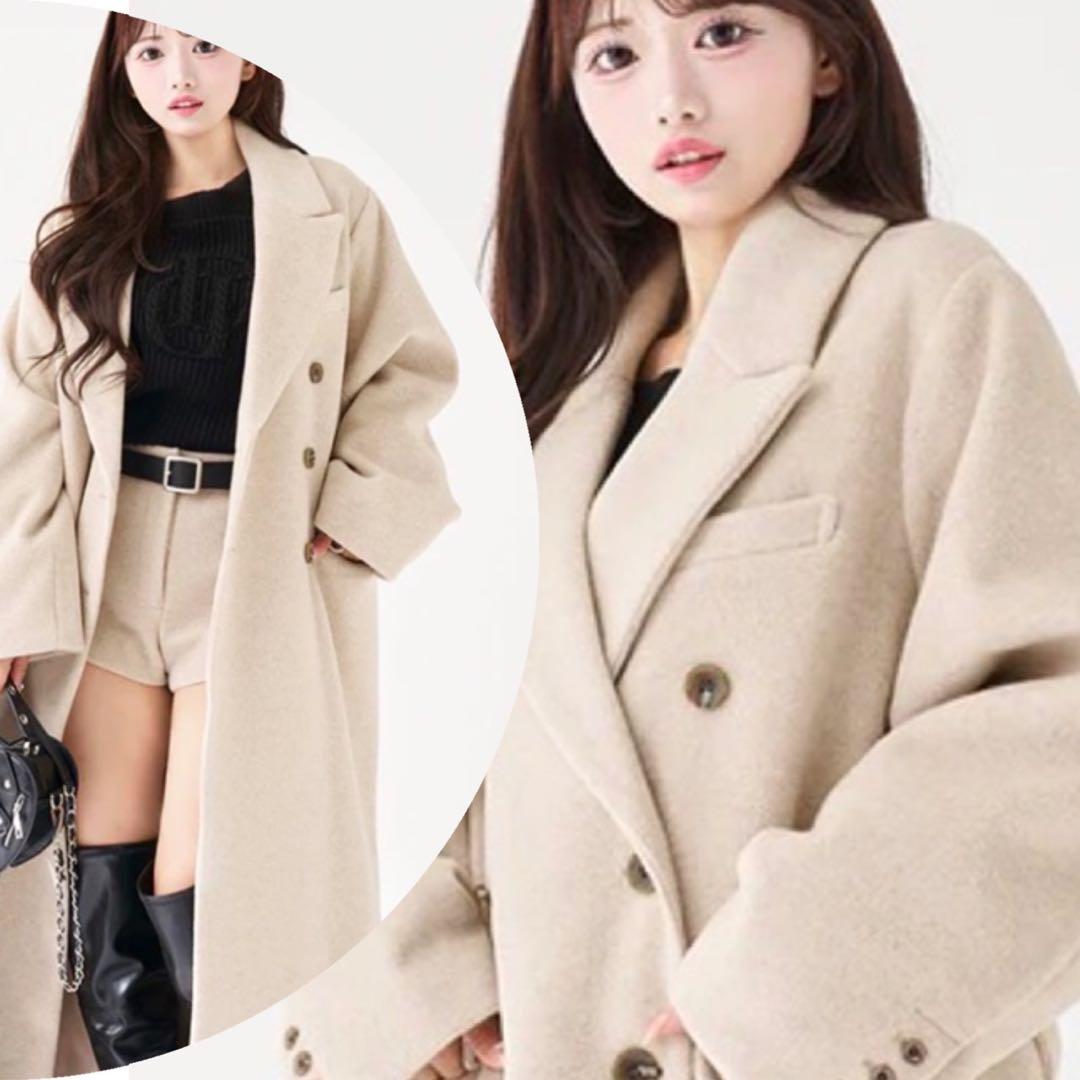 新品未開封　ダーリッチ ダブルロングチェスターコート　ベージュ　ロングコート