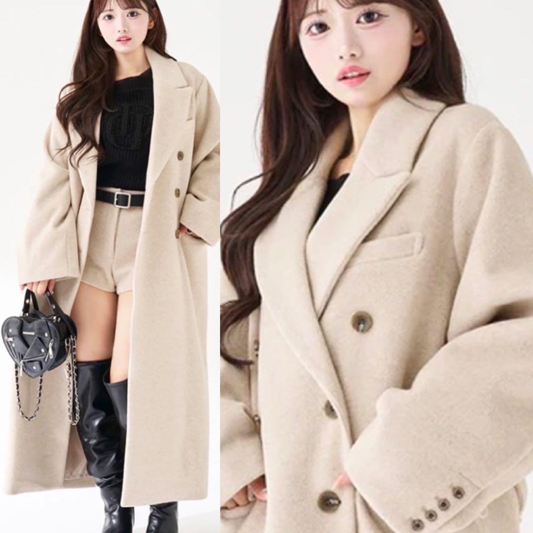 新品未開封　ダーリッチ ダブルロングチェスターコート　ベージュ　ロングコート