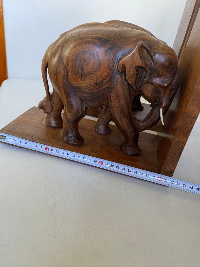 象　木製ブックスタンド　本立てビンテージ　アンティーク　置物　木製象